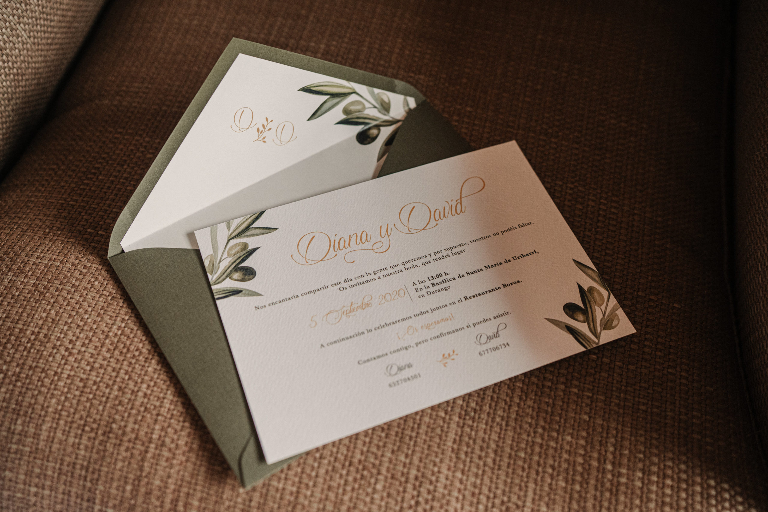 Invitación de boda olivo